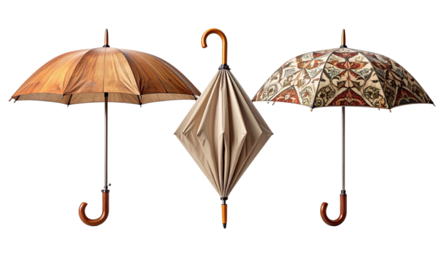 Colorful umbrella bundle isolated on transparent background - Powered by Adobe