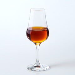Glass of Amber Dessert Wine on White Background &ndash; Vinsanto Style