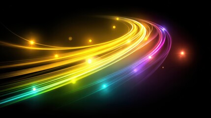 Glowing Abstract Light Trails on a Dark Black Background