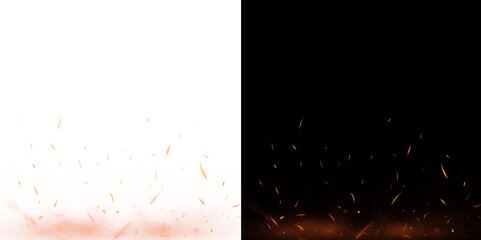 Fiery sparks and embers rising PNG. Dynamic fire overlay effect. © ellyson
