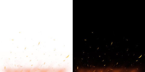 Fototapeta na wymiar Fiery sparks and embers rising PNG. Dynamic fire overlay effect.