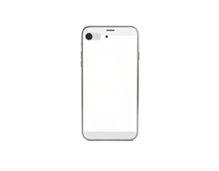 Digitized front view of a white smartphone with a blank screen, isolated