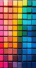 Colorful grid of square tiles in various hues