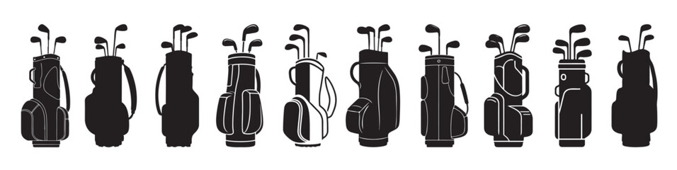 golf bag silhouette white background vector illustration