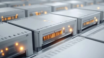 Data Storage Servers With Illuminated Elements on Display