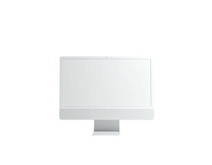 Modern, clean desktop computer with a white display, centered on a dark background