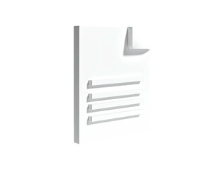 3D rendered white document with folded corner and lines representing text