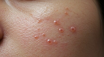 Fototapeta premium Facial acne on skin with natural texture