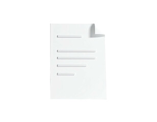 White paper with text lines, rolled corner, set against a black background