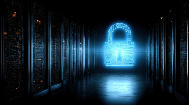 Illuminated digital lock over server racks for data protection