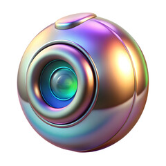 Iridescent sphere camera lens icon isolated on transparent background