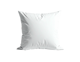 Isolated square white pillow with slight shadows on a black background