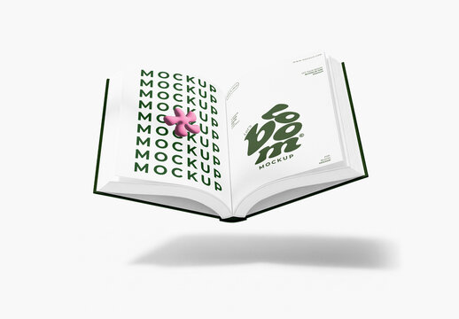 Floating Open Book Mockup