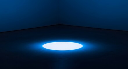 Illuminated Circular Light Emitting Diode (LED) in a Dark Space, Representing Technology