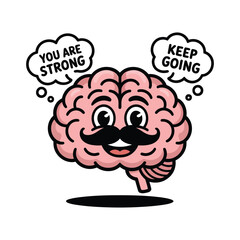 Cartoon Brain with Motivational Messages