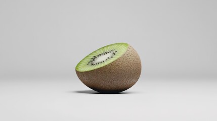 Kiwi slice on a plain background