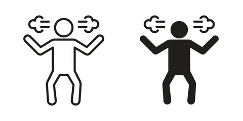 Irritated human icon art in black and white