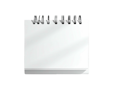 A blank, white, square-shaped notepad with a spiral binding
