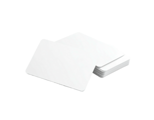 A stack of blank white cards, slightly fanned, on a dark background