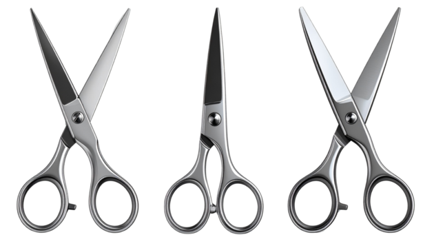 Cutting scissors collection isolated on transparent background