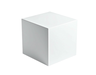 Simple, isolated, white cube with slight shading against a dark background