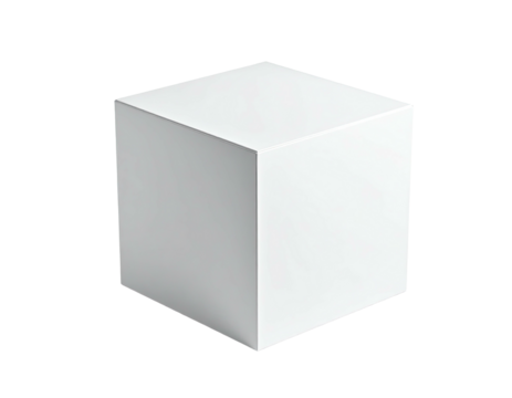 Simple, isolated, white cube with slight shading against a dark background