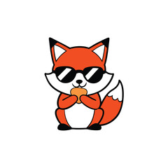 Cool fox wearing sunglasses enjoying a delicious sandwich outdoor fun
