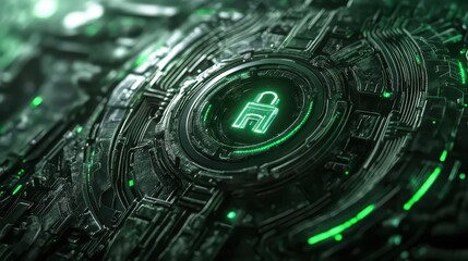 Digital IT Security Displaying Cyber Protection With Glowing Lock