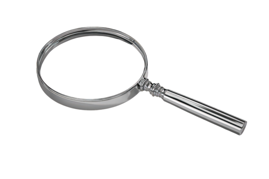 Silver Magnifying Glass On Black Background