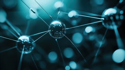 Digital network with spheres and connection lines displayed