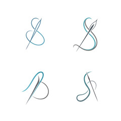 Elegant script letters formed by needle and thread