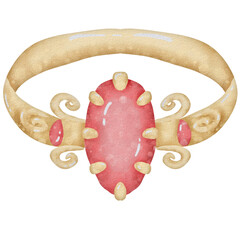 Watercolor Ring with Pink Gemstone