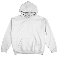 White hoodie mockup showing front view on a transparent background. Perfect for apparel design...