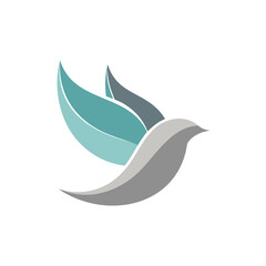 Abstract bird logo design with teal and gray wings