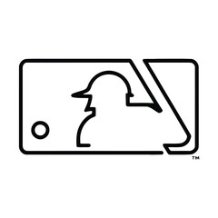 MLB logo icon for baseball sport. Professional American baseball organization mark. Sport association emblem for athletic branding. Famous USA baseball league insignia.