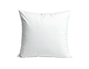 Square, white cushion, slightly wrinkled, centered on black, studio-style shot