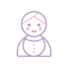 Fototapeta premium Simple line art icon of a smiling person with rosy cheeks