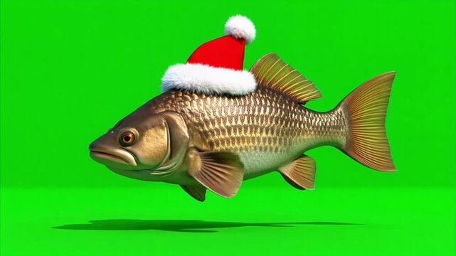 Festive Bowfin Fun A Bowfin Santa Walk Cycle Loop Animation in 4K for Holiday Cheer, Perfect for Animated Greetings & Digital Fun