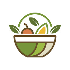 Healthy fresh fruit and vegetable bowl logo design