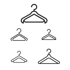 Collection of simple line art clothing hangers in various styles