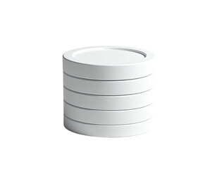 Obraz premium A cylindrical object composed of layered, white, disc-shaped segments, isolated