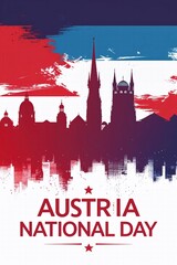 Austria skyline with colorful brush strokes for National Day celebration  