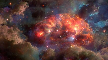 Fototapeta premium A brain in a cosmic nebula.