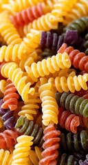 Colorful spiral pasta, close-up
