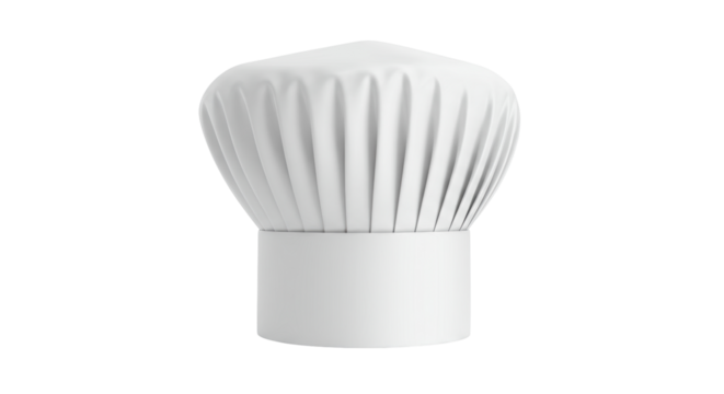 Chef s hat PNG isolated on transparent background, professional kitchen headwear for culinary arts and restaurant use