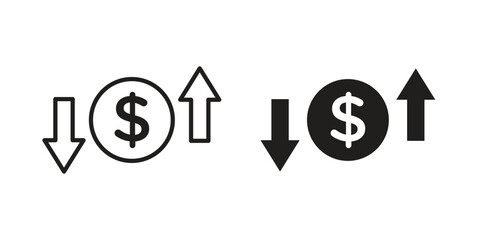 Operating profit loss icon art in black and white
