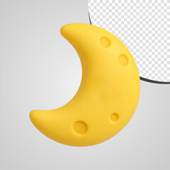 3D Cartoon Crescent Moon Illustration
