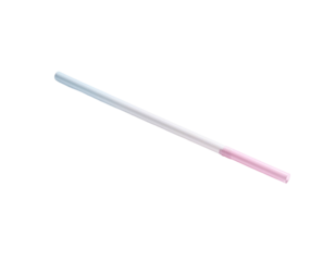 Diagonal translucent object with color gradient and clear rounded tips
