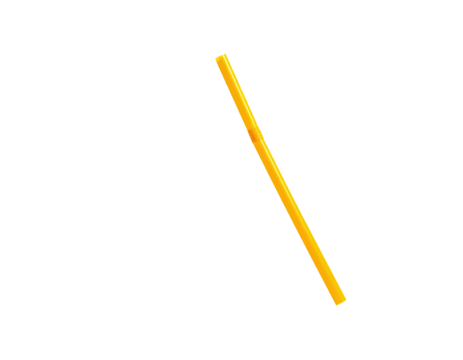 A yellow, cylindrical object, slightly angled against a stark black background