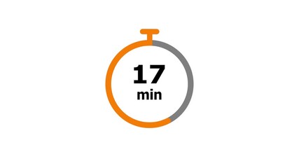 Animation of timer clock icon with 39 min. Stopwatch icon in flat style 39 to 0 minute. and creating a stunning video.4k video.